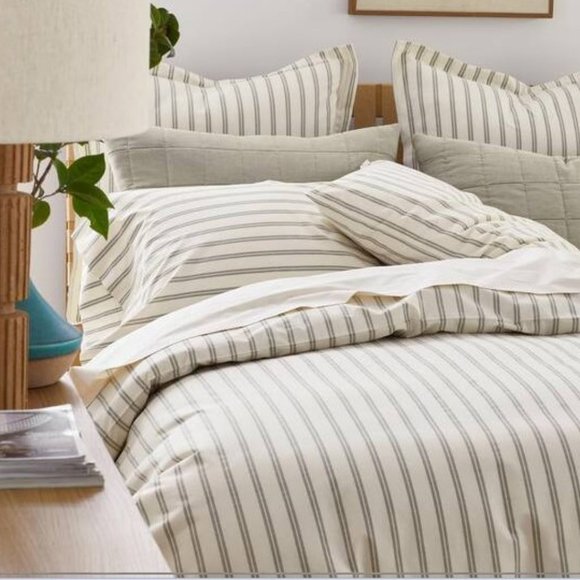 The Company Store Narrow Stripe Classic Cool Cotton Percale Pillow Sham - Picture 4 of 4